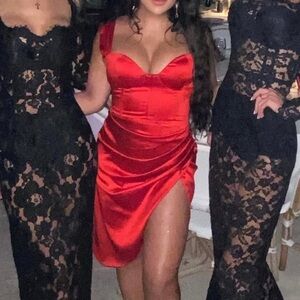 House of CB Red Sweetheart Asymmetrical Cocktail Dress